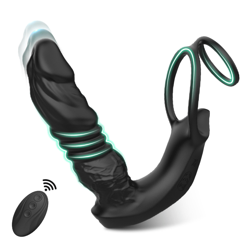 Juguete anal realista para la próstata con 9 modos de vibración y doble anillo para máximo placer