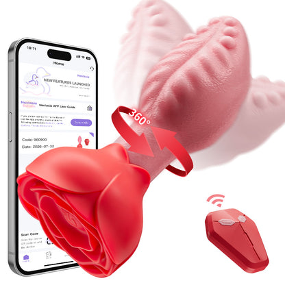 Sera - Plug anal giratorio de 360° con forma de lengua y base de rosa para mujeres y hombres