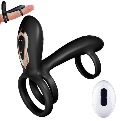 ¡Nuevo! Warren - Anillo para el Pene Premium de Doble Anillo con 10 Rotaciones + 10 Vibraciones