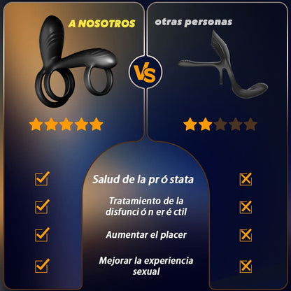 ¡Nuevo! Warren - Anillo para el Pene Premium de Doble Anillo con 10 Rotaciones + 10 Vibraciones