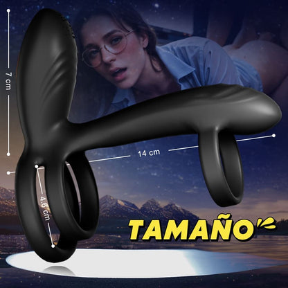¡Nuevo! Warren - Anillo para el Pene Premium de Doble Anillo con 10 Rotaciones + 10 Vibraciones