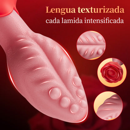 Sera - Plug anal giratorio de 360° con forma de lengua y base de rosa para mujeres y hombres