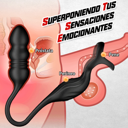 Mike 9 Masajeador de Próstata Portátil con Vibración y Pulsación con Anillo para el Pene