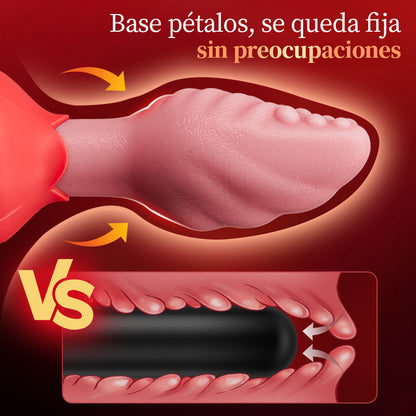 Sera - Plug anal giratorio de 360° con forma de lengua y base de rosa para mujeres y hombres