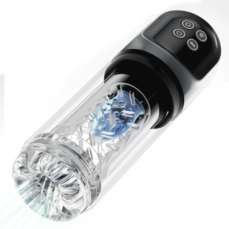 7 Masturbador masajeador giratorio de 360º 7 Alargador de erección SPA de doble temperatura