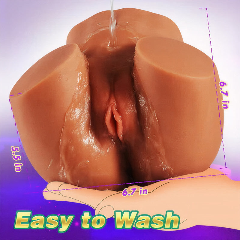 4,3 libras Masturbador realista con doble entrada de virgen, curvas sexy en marrón