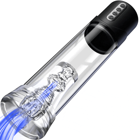 Motores Turbo 2 EN 1  Masturbador eléctrico y bomba para el pene 6 modos de succión  Textura negra mate YINGJUE