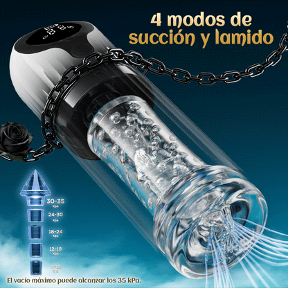 Vortex Male Stroker - 4 potentes niveles de succión, modo impulso con un botón, fácil de limpiar con lubricante gratis