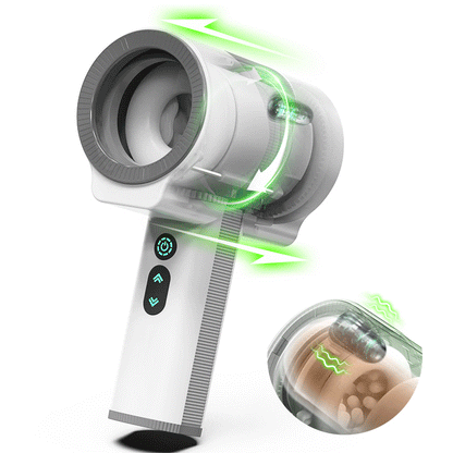 Masturbador Doble Cabezal 7 Vibraciones 5 Rotación Telescópica Mano Mamada