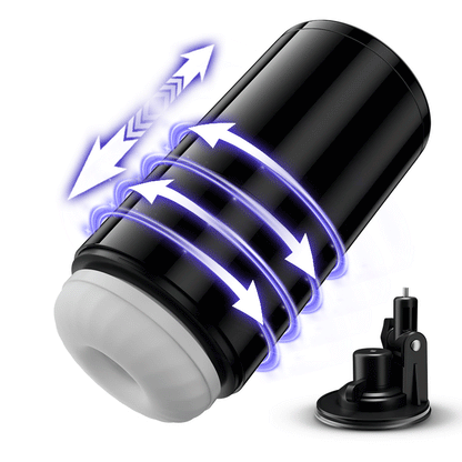 Lightspeed-7 tipos de extensión y 7 tipos de rotación. Soporte con ventosa. Interior magnético. Masturbador masculino 4 en 1