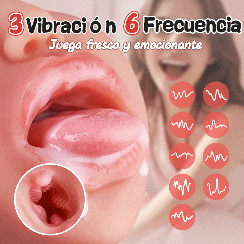 Hanny Temptation - Vagina de bolsillo para lamer la lengua con 3 velocidades de vibración y 7 frecuencias en color nude