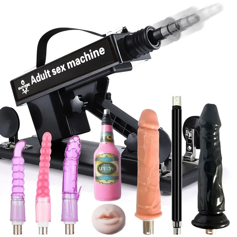 Placer supremo con la máquina sexual mejor valorada - 7 accesorios, empuje automático, amor anal