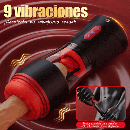 Kiss Mark -Masturbador masculino con auriculares, 9 vibraciones, 9 succiones, 9 rotaciones