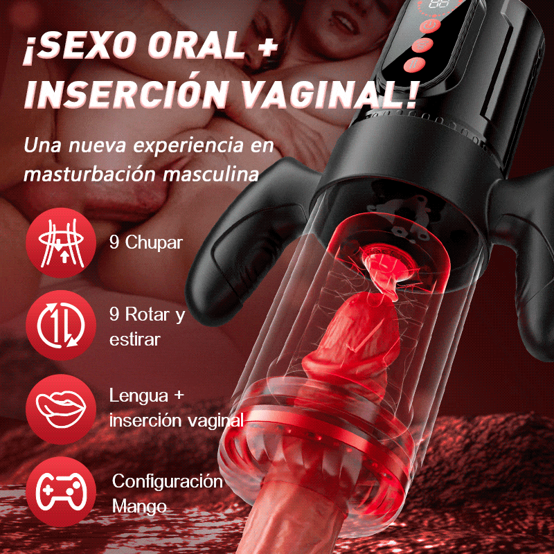 Terminator - ¡Sexo Oral x Vaginal! 9 Estiramiento Rotación 9 Chupar Con Mango Masturbador Masculino
