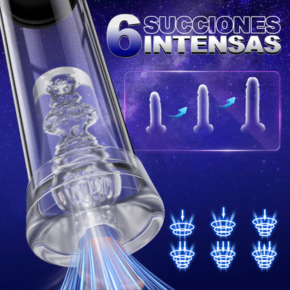 【HOT】Turbo Motors 2 IN 1 Electric Masturbator and Penis Pump 6 Suction Modes Matte Black Texture YINGJUE