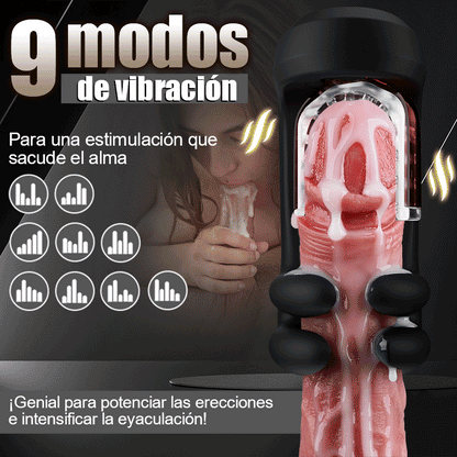Finger 2.0-9 vibraciones 9 pellizcos con los dedos 9 rotaciones Masturbador perfeccionado para el entrenamiento del glande