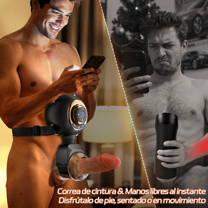 【Oferta relámpago: 30% DTO】Hazel - Masturbador Masculino Strap-On de Cintura Manos Libres con 9 Vibraciones, Balanceo y Empuje