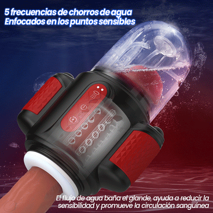 Storm Vortex - Pulverización de agua de 5 frecuencias + Vibración de 10 frecuencias + Rotación de 5 frecuencias, Estimulación dual del glande, Doble uso