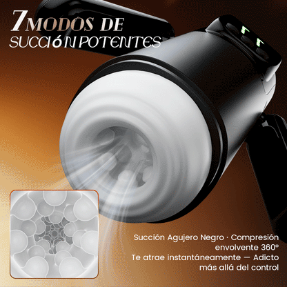 Phantom - 7 Succiones 7 Vibraciones Manijas Dobles Textura de Canal con Gran Granulado Masturbador Masculino