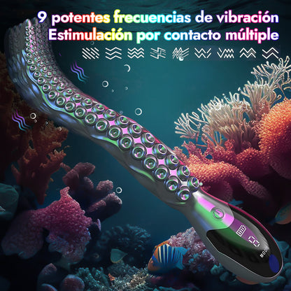 Consolador de pulpo realista con vibración y tentáculos de pulpo con pantalla LED