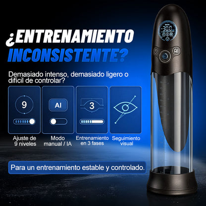 BathFun Pro - Bomba de entrenamiento por vacío con 9 niveles y control de presión por IA, pantalla LCD con visualización de presión en tiempo real, 58 dB