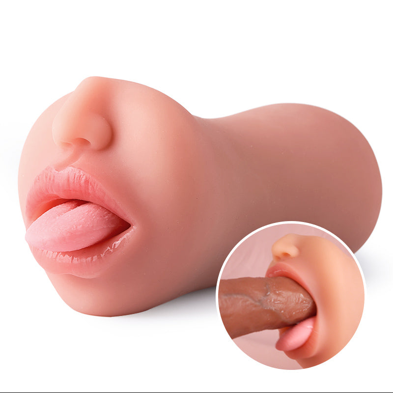 Hanny Temptation - Vagina de bolsillo para lamer la lengua con 3 velocidades de vibración y 7 frecuencias en color nude