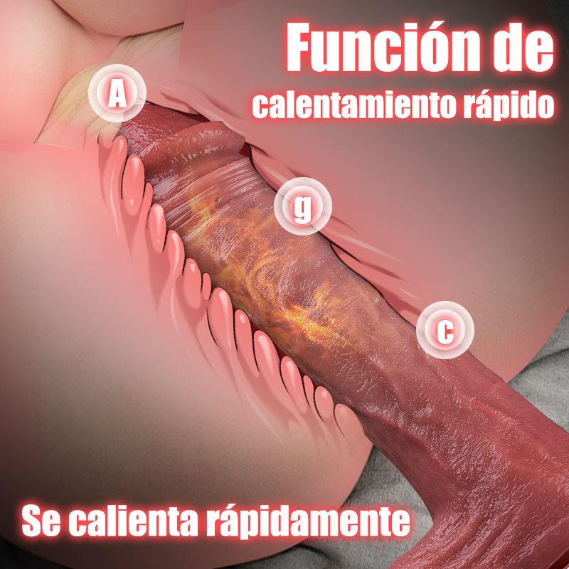 Jazz——Vibración de 9 frecuencias + consolador telescópico de 3 frecuencias, glande y testículos súper simulados, calentable