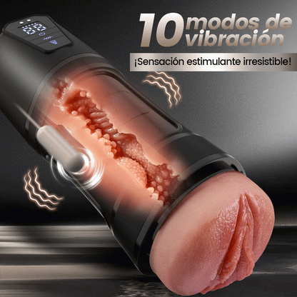 Challenger - 10 Vibraciones, 5 Succiones, Vagina Ultra-Realista, Masturbador Simulado