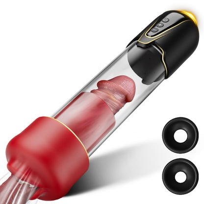 Armadura de Furia Roja – Bomba de Pene con Tecnología de Succión de 9 Niveles, Boca Roja y Túnel Texturizado