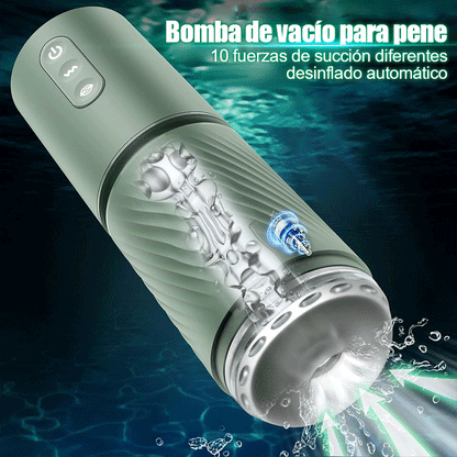 Abyss - Bomba de vacío para pene con 10 succiones y 10 vibraciones - Bomba de agrandamiento - Masturbador masculino
