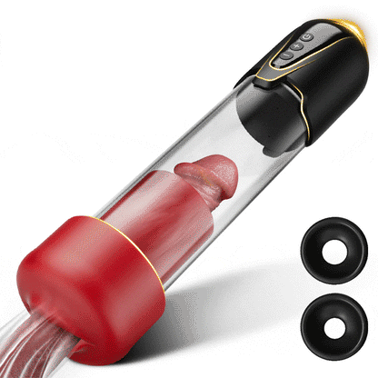 Armadura de Furia Roja – Bomba de Pene con Tecnología de Succión de 9 Niveles, Boca Roja y Túnel Texturizado