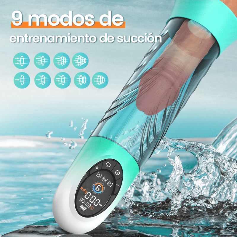 Green Pioneer - Bomba de Pene de Agua con 4 niveles de presión y 9 modos de succión y pantalla LCD