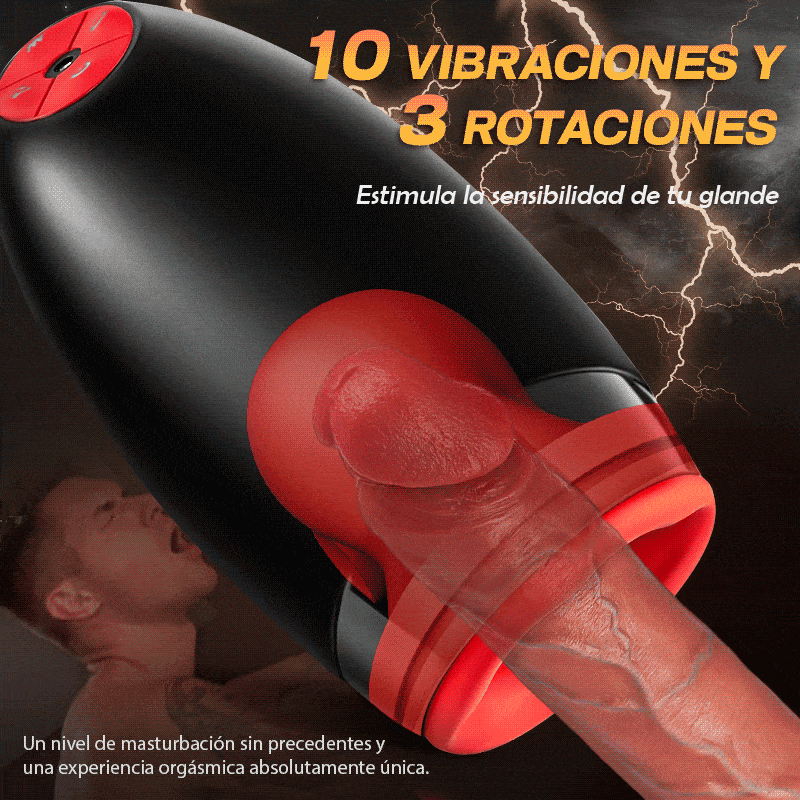 Entrenador Maestro de Masaje del Glande 3 en 1 3 Rotaciones, 5 Chupadas, 10 Vibraciones Ultra Simulación Dinámica