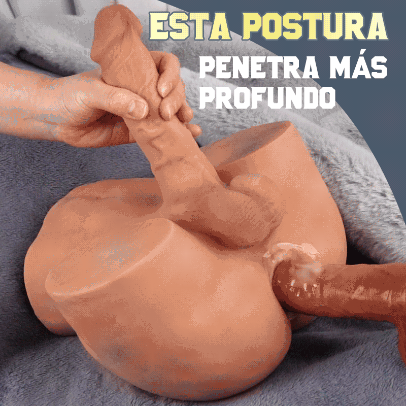 Consolador vibrador con efecto de empuje y trasero realista de 4,6 kg, color marrón