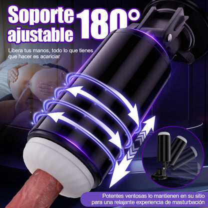 Lightspeed-7 tipos de extensión y 7 tipos de rotación. Soporte con ventosa. Interior magnético. Masturbador masculino 4 en 1