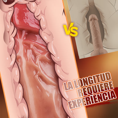 Vibración de 8 frecuencias + consolador retráctil y calentado con correas adicionales