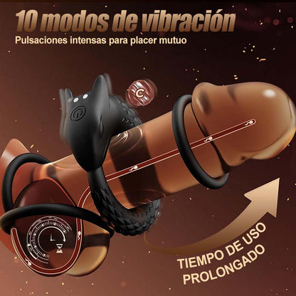 Dragon Thunder – Anillo para pene con 10 vibraciones, juguete de silicona de larga duración