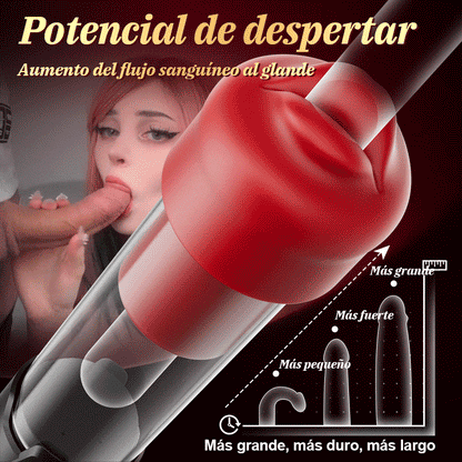 Armadura de Furia Roja – Bomba de Pene con Tecnología de Succión de 9 Niveles, Boca Roja y Túnel Texturizado