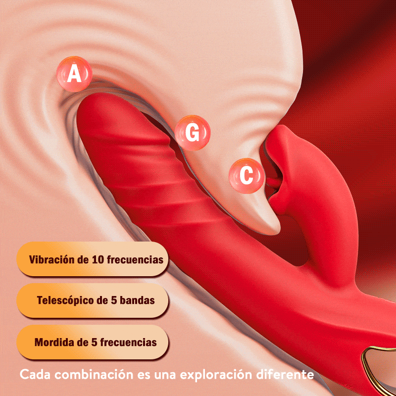 Chloe - Vibrador de punto G 4 en 1, estimulación del clítoris mediante mordedura de labios, juguetes sexuales para mujeres y parejas