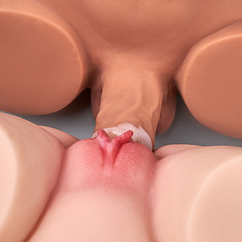 Consolador vibrador con efecto de empuje y trasero realista de 4,6 kg, color marrón