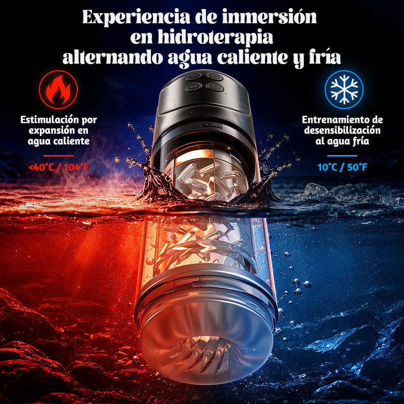 Vortex - 7 Masturbador masajeador giratorio de 360º 7 Alargador de erección SPA de doble temperatura