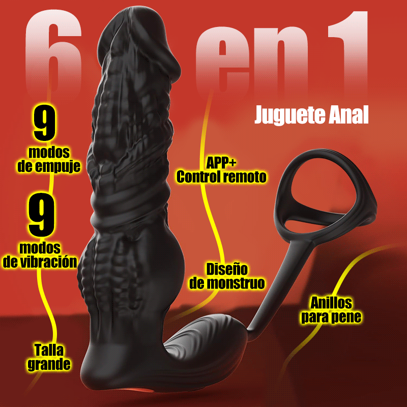 Masajeador de próstata 6 en 1 de rápida penetración, actualizado con control remoto y aplicación