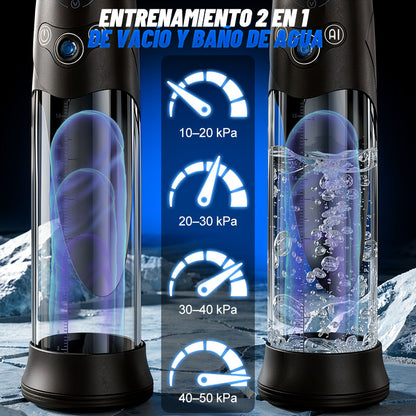 BathFun Pro - Bomba de entrenamiento por vacío con 9 niveles y control de presión por IA, pantalla LCD con visualización de presión en tiempo real, 58 dB