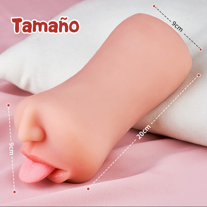 Hanny Temptation - Vagina de bolsillo para lamer la lengua con 3 velocidades de vibración y 7 frecuencias en color nude