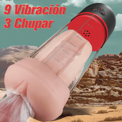 Acmejoy S-HANDE Bomba de Alargamiento Masculino con Forma de Vagina, 3 Succiones y 9 Vibraciones