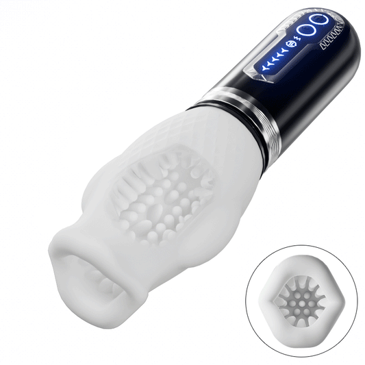 Tornado 3.0 - Masturbador analógico de doble motor para sexo oral 7 vibraciones 5 retracciones 5 rotaciones