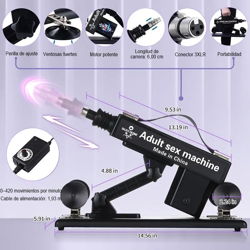 Placer supremo con la máquina sexual mejor valorada - 7 accesorios, empuje automático, amor anal
