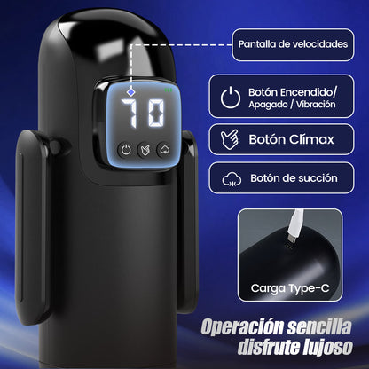Phantom - 7 Succiones 7 Vibraciones Manijas Dobles Textura de Canal con Gran Granulado Masturbador Masculino