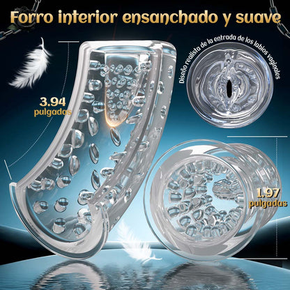 Vortex Male Stroker - 4 potentes niveles de succión, modo impulso con un botón, fácil de limpiar con lubricante gratis