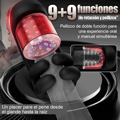 Finger 2.0-9 vibraciones 9 pellizcos con los dedos 9 rotaciones Masturbador perfeccionado para el entrenamiento del glande